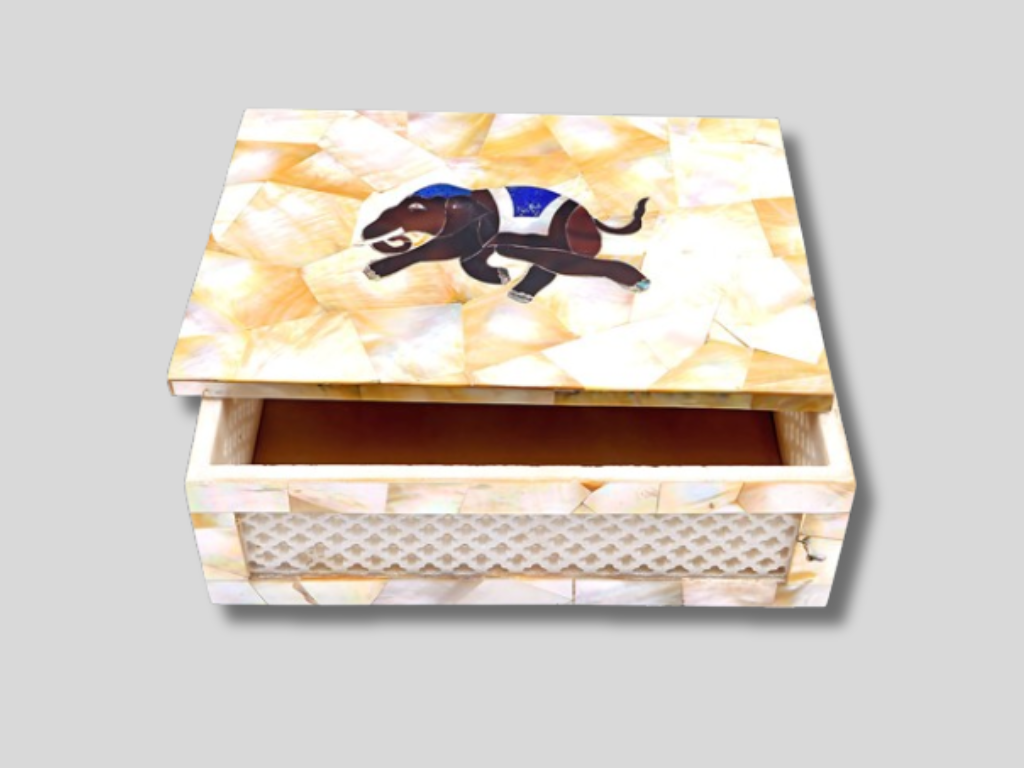 Vintage Storage Marble Trinket Box Handmade Random Artwork Wedding Gift